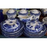 A Tray of Blue and White to Include Lidded Tureens, Storage Jars, Plates etc