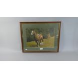 A Framed John Evanson Print, Loose Horse, 39cm Wide