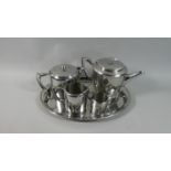 An Oval Silver Plated Tray Together with Old Hall Stainless Teawares