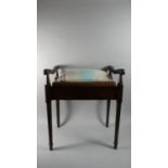 A Mid 20th Century Lift Top Piano Stool with Upholstered Seat, 52.5cm WIde
