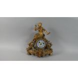 A French Gilded Spelter Figural Mantle Clock for Complete Restoration with Classical Maiden