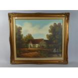 A Framed Oil Depicting Water Mill with Figures, 60cm Wide