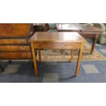 An Oak Crossbanded Edwardian Side Table with Single Drawer, 90cm Wide