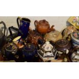 A Tray of Various Decorated Teapots and Jugs