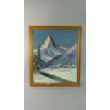 A Framed Oil on Canvas Depicting Alpine Mount, Signed L Cuttance, 59cm high