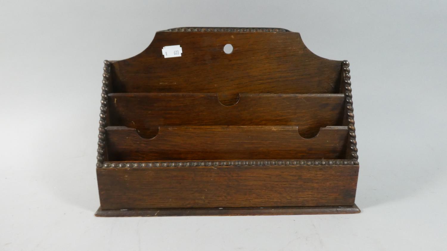 An Edwardian Desk Top Stationery Rack, 31.5cm Wide