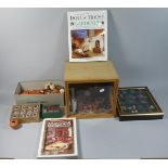 A Collection of Dolls House Miniature Garden Pots and Ephemera, Books, Display etc