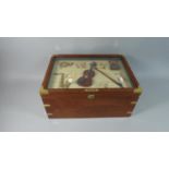 A Brass Mounted Novelty Wooden Box with Musical Diorama to Hinged Lid, Contains Other Small Boxes,