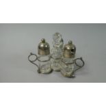 A Silver Mounted Four Piece Miniature Cruet, 935cm High