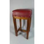 A Vintage Rectangular Topped Upholstered Stool, 54cm High