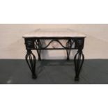 An Iron Framed Square Topped Coffee Table, 60cm
