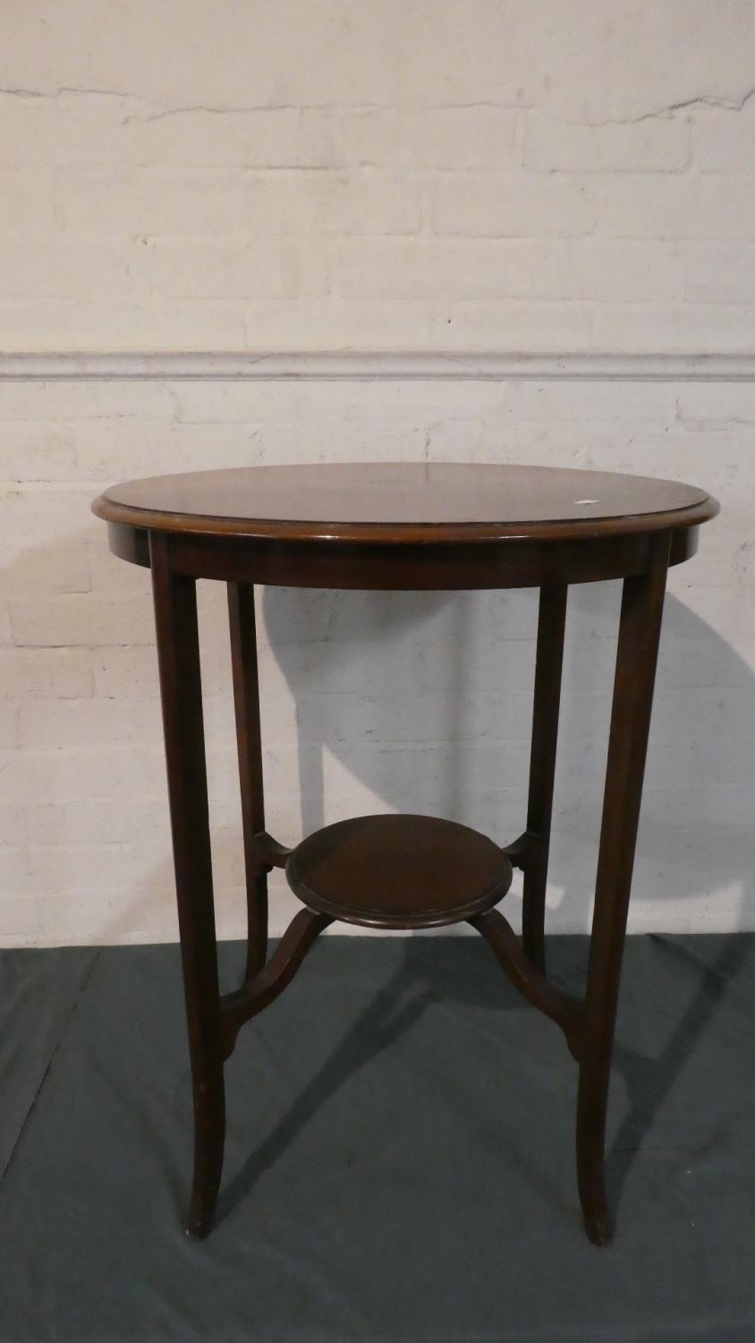 An Edwardian Circular Topped Occasional Table with Stretcher Shelf on Extended Cabriole Legs, 59cm - Image 2 of 2