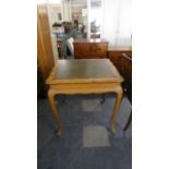 A Mid 20th Century Square Topped Occasional Table with Tooled Leather Surface, 76cm wide