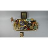 A Tray of Curios to Include Filigree Viking Ship, Gem Stones of South Africa, Costume Jewellery,