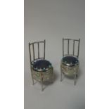 A Pair of Novelty Silver Plated Pin Cushions in the Form of Chairs, 8.5cm High