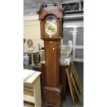 A Reproduction Long Cased Clock with Inlaid Case and Three Weight Rolling Moon Movement