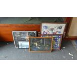 Two Framed Tapestries, Two Paintings on Fabric etc