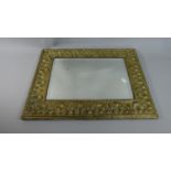 A Mid 20th Century Brass Framed Rectangular Wall Mirror with Shell Decoration in Relief, 56cm Wide