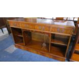 A Modern Crossbanded Yew Wood Side Board with Three Drawers Over Shelved Base, 142cm Wide