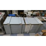 Two Blue Painted Packing Crates with Rope Handles, 76cm Wide