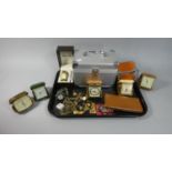 A Tray Containing Various Alarm Clock, Two Wrist Watches, Costume Jewellery, Boxes etc