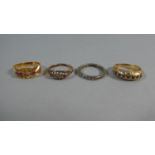 A Collection of Four Various Carat Gold Rings, Missing Stones, Total Weight 10.2g