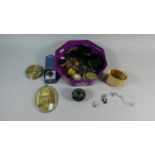 A Collection of Costume Jewellery, Powder Compacts, Puzzle Ball etc