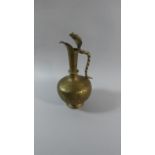 An Indian Brass Jug with Cobra Head Handle, 31.5cm High