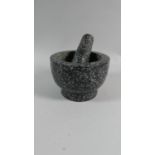 A Reconstituted Granite Kitchen Pestle and Mortar, 14.5cm Diameter