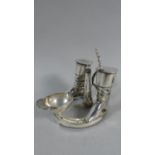A Silver Plated Novelty Sportsman's Cruet by Elkington and Co. the Horseshoe Stand with Riding
