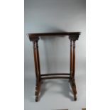 A Nest of Two Mahogany Tables with Turned Supports, 56cm Wide