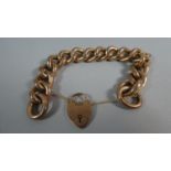 A 9ct Gold Hollow Chain Bracelet with Heart Padlock, Total Weight 28.6g