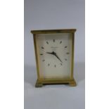 A Miniature Baronet Brass Cased Clock with Clockwork Movement, Working, 9cm High
