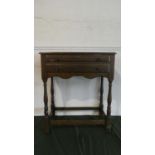 A Mid 20th Century Oak Two Drawer Table Canteen Containing Silver Plated Gainsborough Table Wares