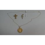 Two 9ct Gold Crucifixes, St.Christopher Pendant and Chain Total Weight 5.6g