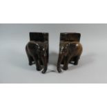 A Pair of Carved Wooden Novelty Bookends in the Form of Elephants, Each 14cm High