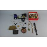 A Box of Vintage Costume Jewellery to Include Pendants, Brooches, Wrist Watches etc