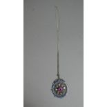 A Jewelled and Enamelled Silver Pendant on Chain