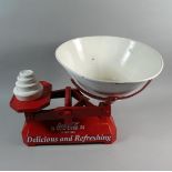 A Pair of Reproduction Coca Cola Shop Scales and Weights, 52cm Wide