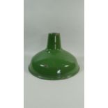 A Vintage Green Enamelled Ceiling Light Shade, 35.5cm Wide