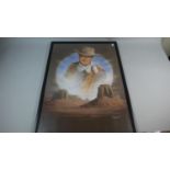 A Framed John Wayne Print by S Coffield, 73cm High