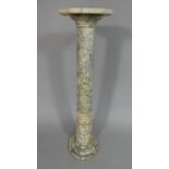 An Elegant Early 20th Century Veined Alabaster Vase Pedestal. 90cms High