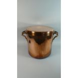 A Victorian Cylindrical Copper Two Handled Coal Bucket with Lid and Inner Liner. 31cms Diameter,