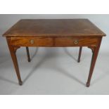 A 19th Century Mahogany Library Table with an Inlaid Top over Drawers and Two Opposing Dummy