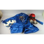 A Collection of Eastern Clothing to include Chinese Silk Shirt, Trousers, Hat, Shoes and Fur Lined