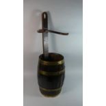 A 19th Century Stick Stand Fashioned from Brass Banded Coopered Barrel. 79cms High