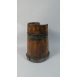 A 19th Century Grain Measure, Coopered Pine with Iron Bands. 25cms High