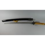 A Japanese Samurai Wakizashi Hanging Mixed Metal Kozuka Knife and Lacquer Scabbard. Blade 50cms Long