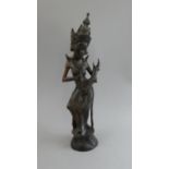 A Carved Rosewood Study of a Girl Dancing. Signed to Base, Nidna Tilem Gallery. 32cms High