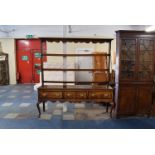 A Late 18th/Early 19th Century Oak Dresser having Crossbanded Top, Three Drawers with Shaped Apron